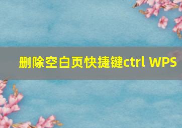 删除空白页快捷键ctrl WPS